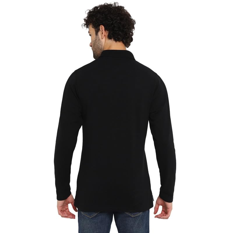 AMERICAN CREW Full Sleeves Polo Collar T-Shirt with Pocket for Men (AC883-XL_Black) - Image 3