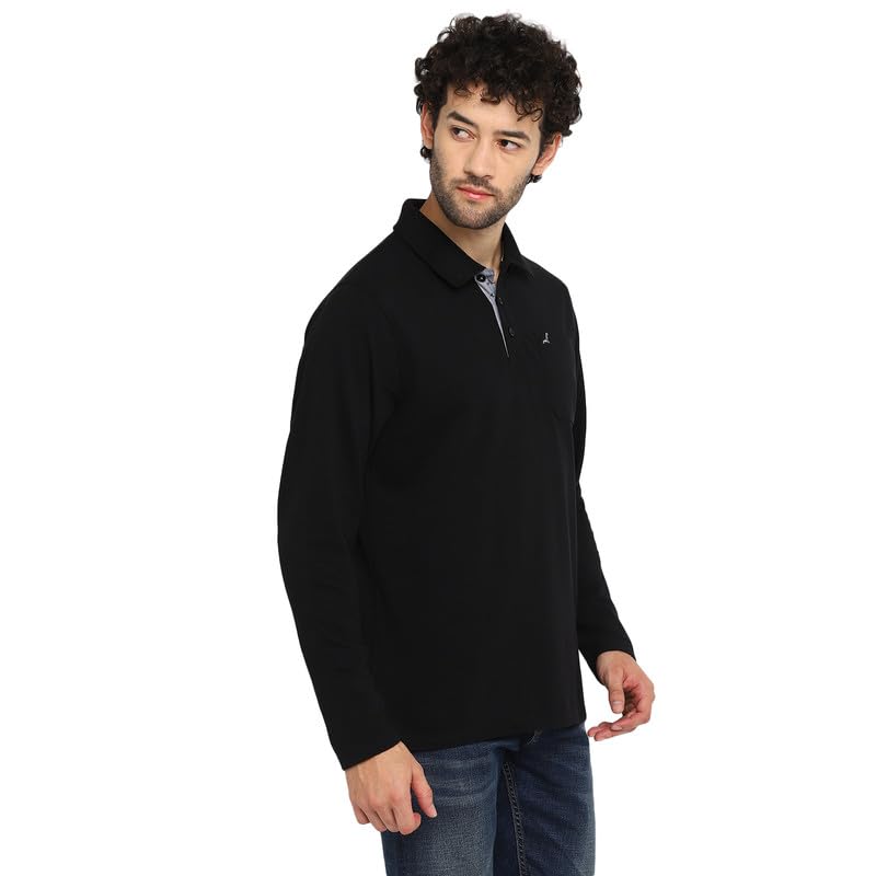 AMERICAN CREW Full Sleeves Polo Collar T-Shirt with Pocket for Men (AC883-XL_Black) - Image 5