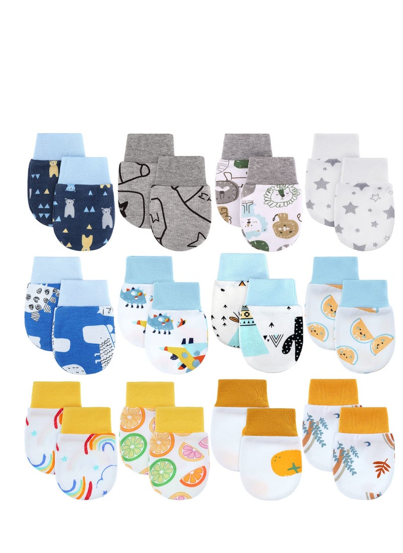 SYOSI 12 Pairs Newborn Baby Mittens Infant Toddler Gloves No Scratch Mittens Gloves Baby Unisex Baby Cotton Scratch Mittens for Baby Boys Girls  - Image 1