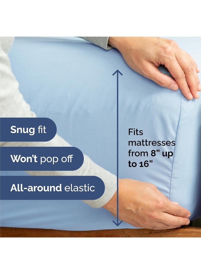 Full Size 4 Piece Sheet Set - Comfy Breathable & Cooling Bed Sheets Set - Hotel Luxury Bedding for Women, Men, Kids & Teens - Deep Pockets, Easy-Fit, Super Soft & Wrinkle Free - Oeko-Tex - Light Blue