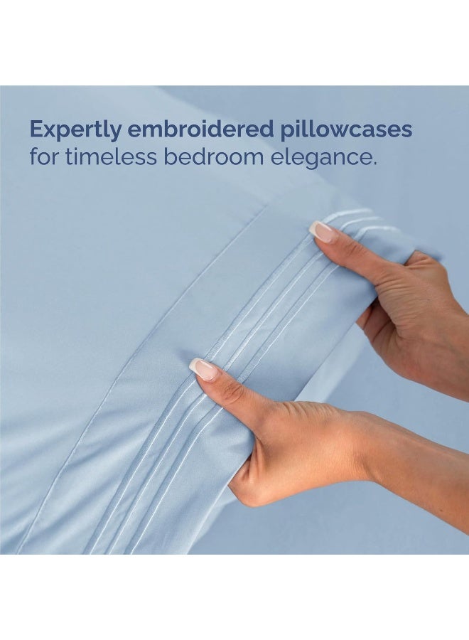 Full Size 4 Piece Sheet Set - Comfy Breathable & Cooling Bed Sheets Set - Hotel Luxury Bedding for Women, Men, Kids & Teens - Deep Pockets, Easy-Fit, Super Soft & Wrinkle Free - Oeko-Tex - Light Blue