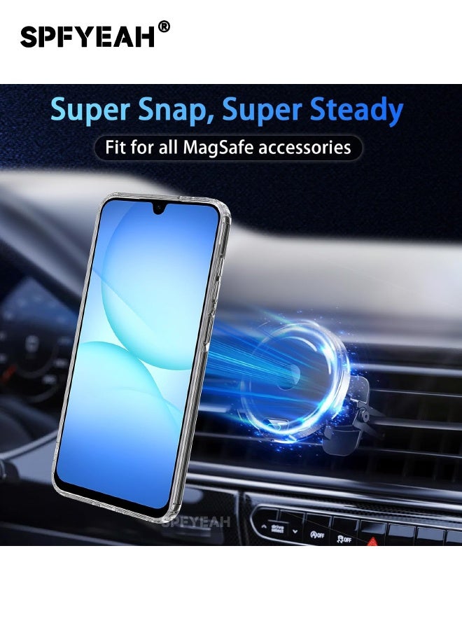 اس بي اف يا. جراب مغناطيسي لهاتف Samsung Galaxy A17، مع واقي شاشة 2 × وواقي عدسة كاميرا 2 ×، غطاء شفاف كريستالي [غير مصفر]، حافة سيليكون ناعمة وظهر صلب من البولي كربونات مقاوم للصدمات، تصميم نحيف مضاد للسقوط لهاتف Samsung Galaxy A17 مقاس 6.7 بوصة، شفاف - Image 4