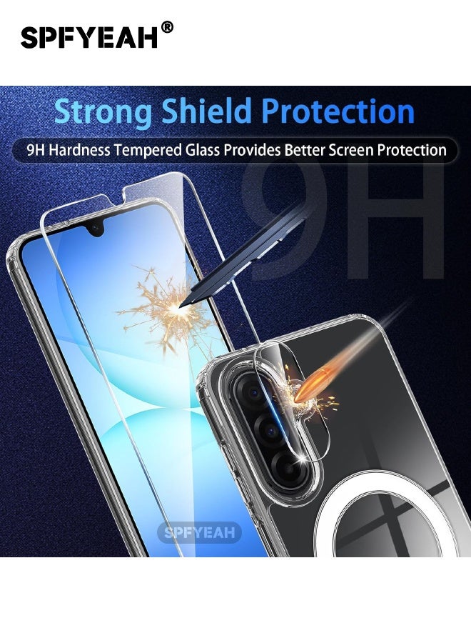 اس بي اف يا. جراب مغناطيسي لهاتف Samsung Galaxy A17، مع واقي شاشة 2 × وواقي عدسة كاميرا 2 ×، غطاء شفاف كريستالي [غير مصفر]، حافة سيليكون ناعمة وظهر صلب من البولي كربونات مقاوم للصدمات، تصميم نحيف مضاد للسقوط لهاتف Samsung Galaxy A17 مقاس 6.7 بوصة، شفاف - Image 5