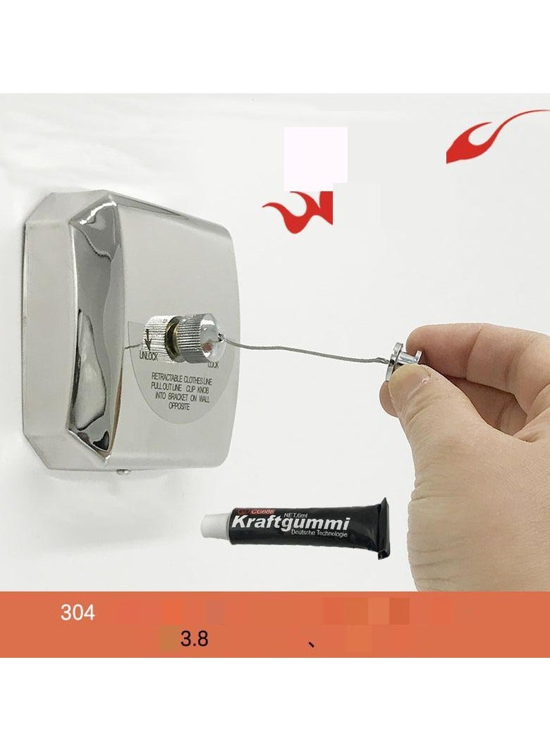 Loquat Stainless Steel Wall Mounted Clothes Line(3.8 Meter Square Wire Rope with Pulley for Double Use)