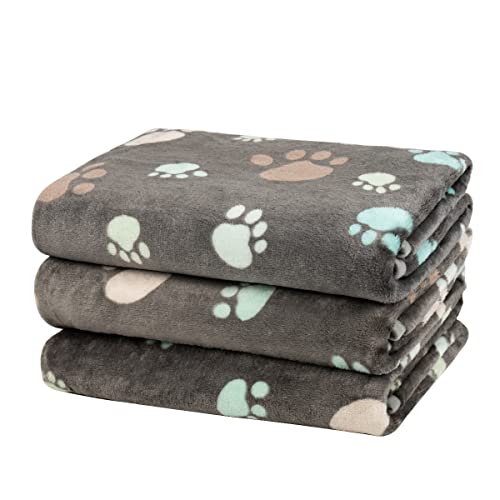 Dono 1 Pack 3 Dog Blankets Soft Fluffy Fleece Pet Blanket Warm Sleep Mat Paw Print Design Puppy Kitten Throw Blankets Doggy Blanket for Dogs - Image 1