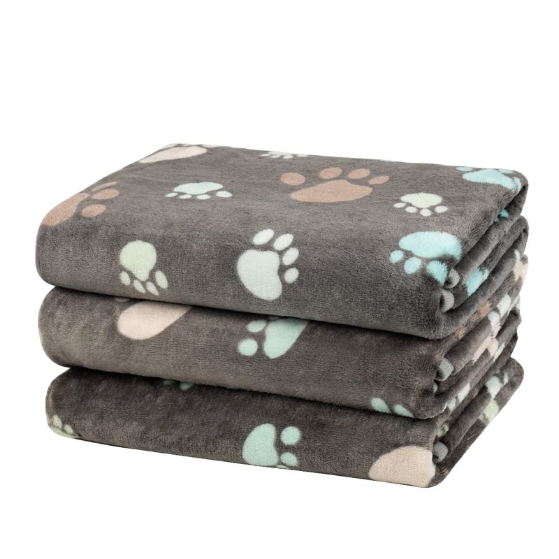 Dono 1 Pack 3 Dog Blankets Soft Fluffy Fleece Pet Blanket Warm Sleep Mat Paw Print Design Puppy Kitten Throw Blankets Doggy Blanket for Dogs - Image 3