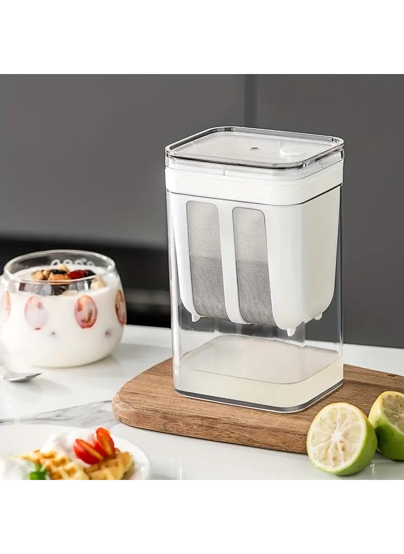Stavae - Stavae Greek Yogurt Curd Maker 1100ml Fine Mesh Strainer with Lid Multifunctional Yoghurt Filter Curd Maker for Home Whey Separator Perfect for Homemade Yogurt - Image 1