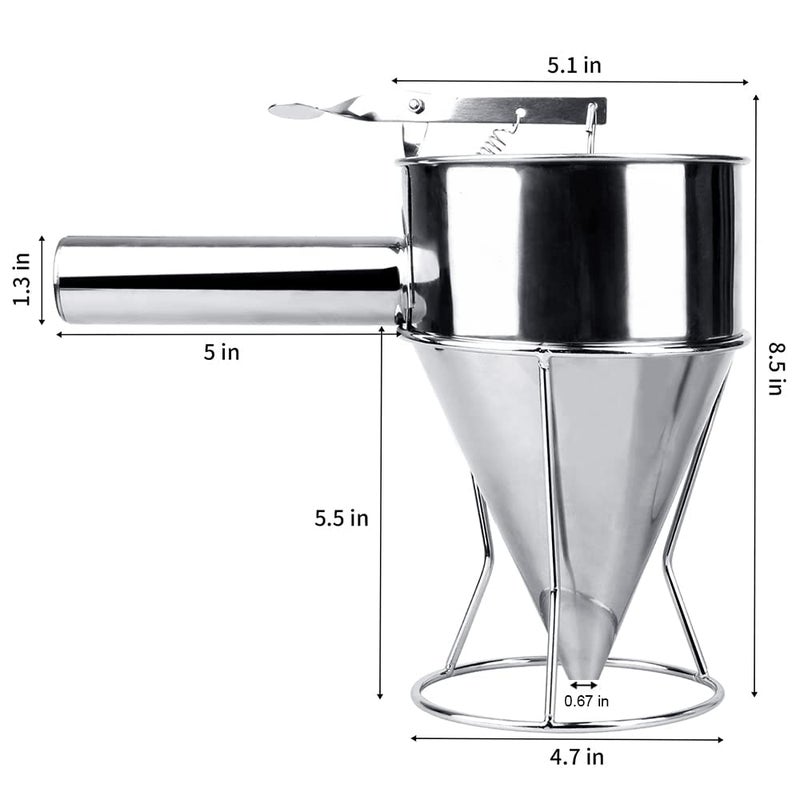 GETZET GETZET Funnel Cake Batter Dispenser Large Hole Stainless Steel Pancake Batter Dispenser BakingCupcakesMuffinsCooking CrepesWaffles Pancake jalebi maker Cooking Tools multicolor  - Image 3