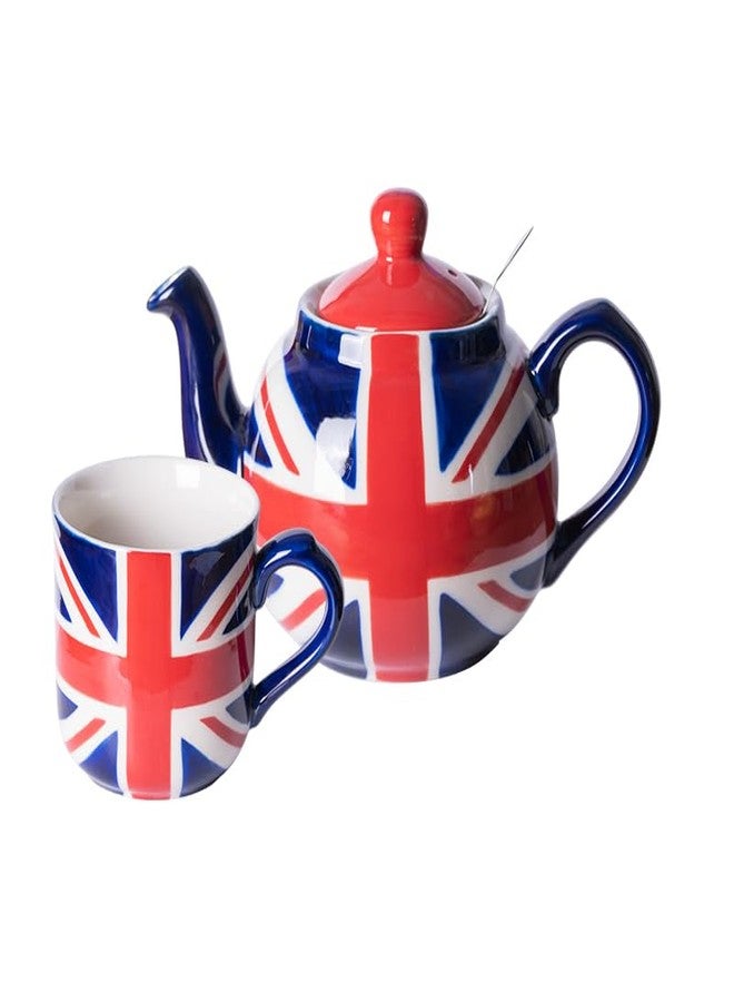 London Pottery Teapot with Infuser,Ceramic,Hand Painted Union Jack Limited Edition, 2 Cup(600ml); Mug, 8.5 fl oz (250 ml), Included One teapot and Mug - Image 1