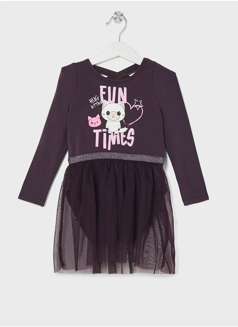 NAME IT Kids Graphic Ruffle Hem Dress