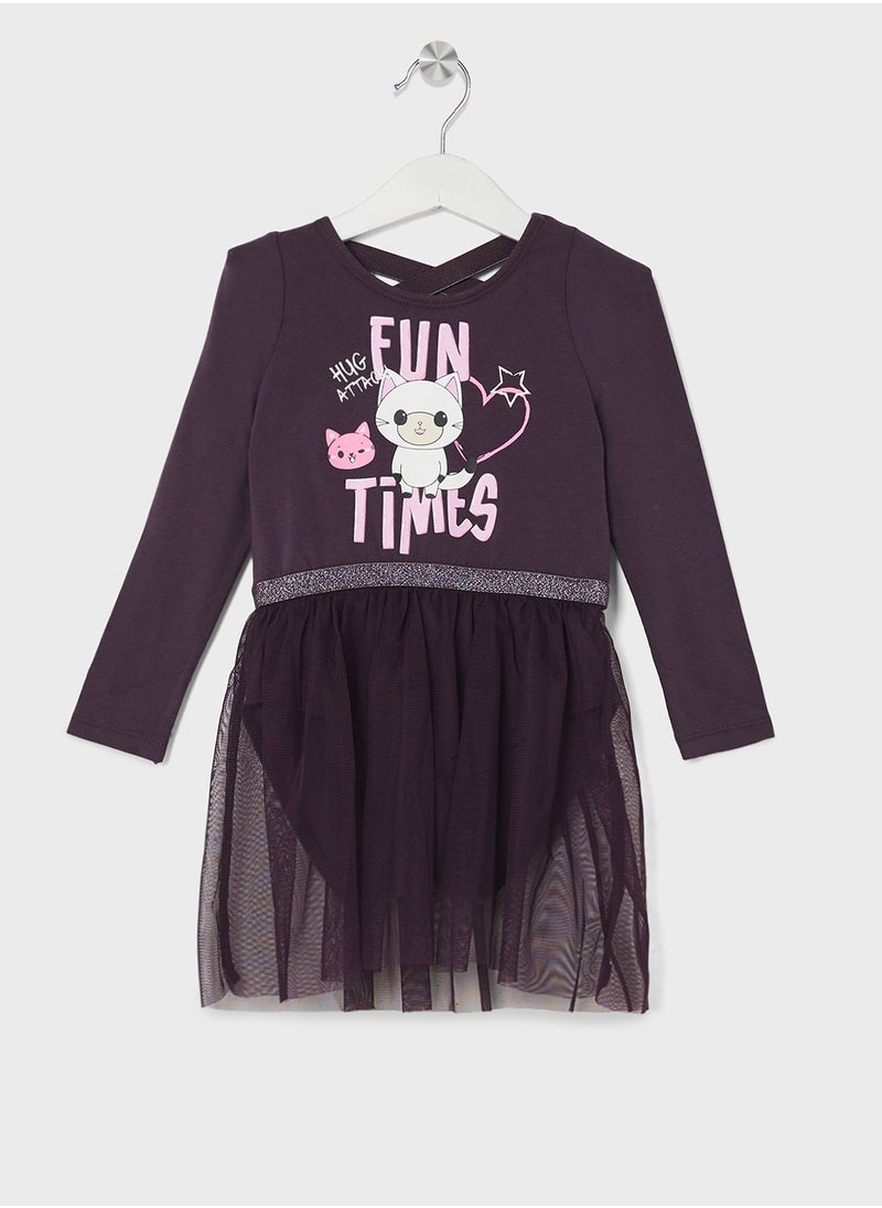 NAME IT Kids Graphic Ruffle Hem Dress  - Image 1