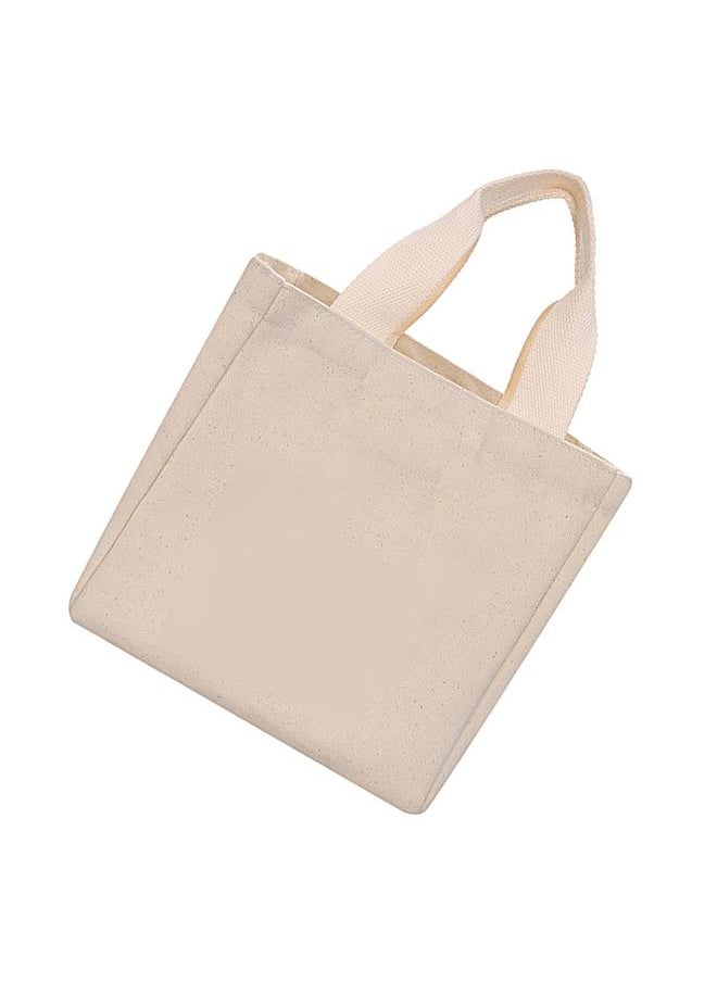 Thoraya - Canvas Handbag Reusable Cartoon Print Large Capacity Multifunctional Shopping Cloth Bag Beige S - Image 1