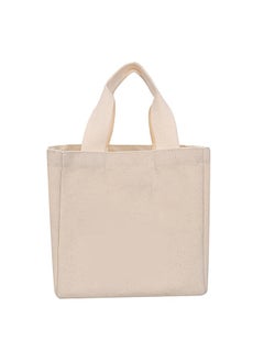 Canvas Handbag Reusable Cartoon Print Large Capacity Multifunctional Shopping Cloth Bag Beige S