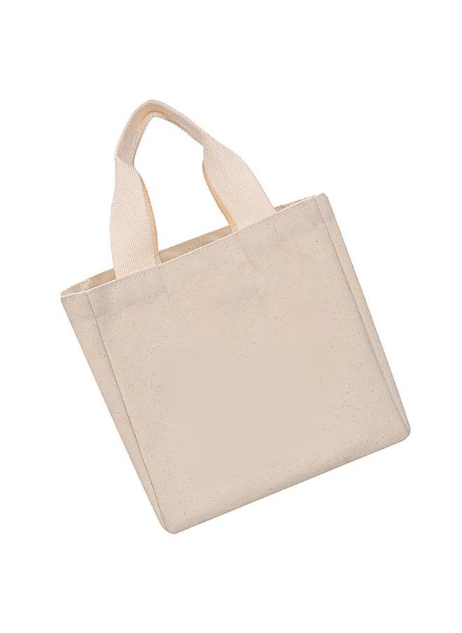 Thoraya - Canvas Handbag Reusable Cartoon Print Large Capacity Multifunctional Shopping Cloth Bag Beige S - Image 1