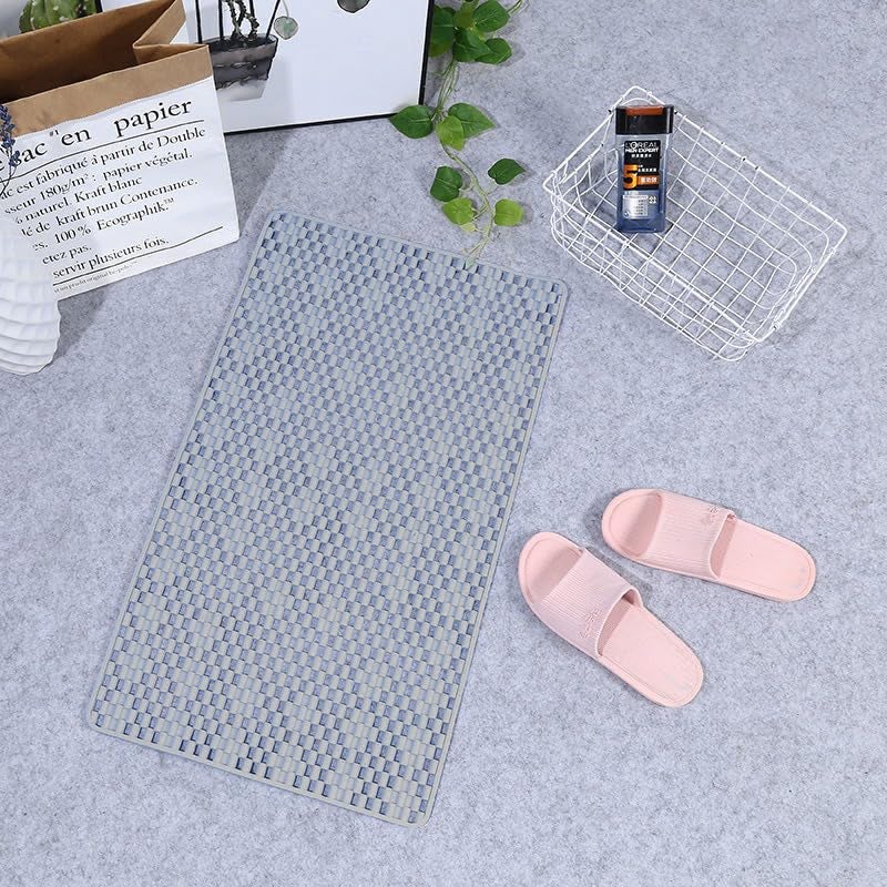 Pushkh Anti Skid Mat for Bathroom Floor Bathroom Anti Slip Mat Bathtub Bath Shower Mat with Suction Cups Drain Holes Foot Massage Scrubber for Kids Adults Bath Mat 60 x 40CM Grey - Image 1