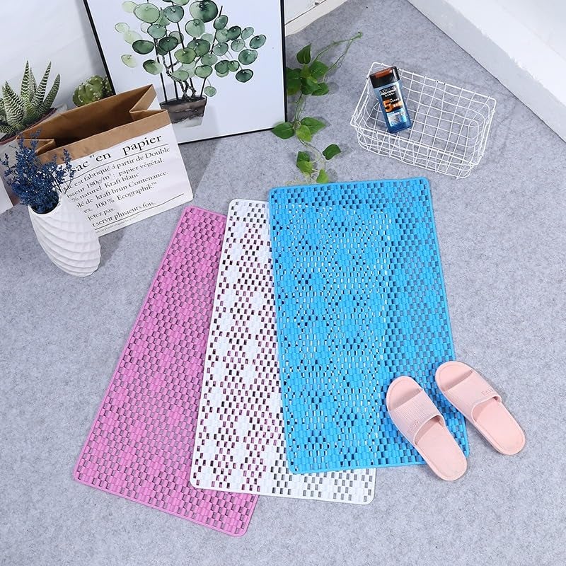 Pushkh Anti Skid Mat for Bathroom Floor Bathroom Anti Slip Mat Bathtub Bath Shower Mat with Suction Cups Drain Holes Foot Massage Scrubber for Kids Adults Bath Mat 60 x 40CM Grey - Image 4