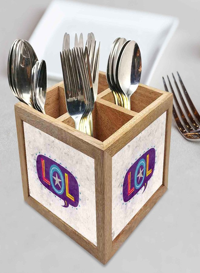 Nutcase Wooden Cutlery Stand Holder Silverware Caddy Spoons Forks Knives Organizer for Dining Table & Kitchen -Made in India-Spoons NOT Included - LOL - Image 2