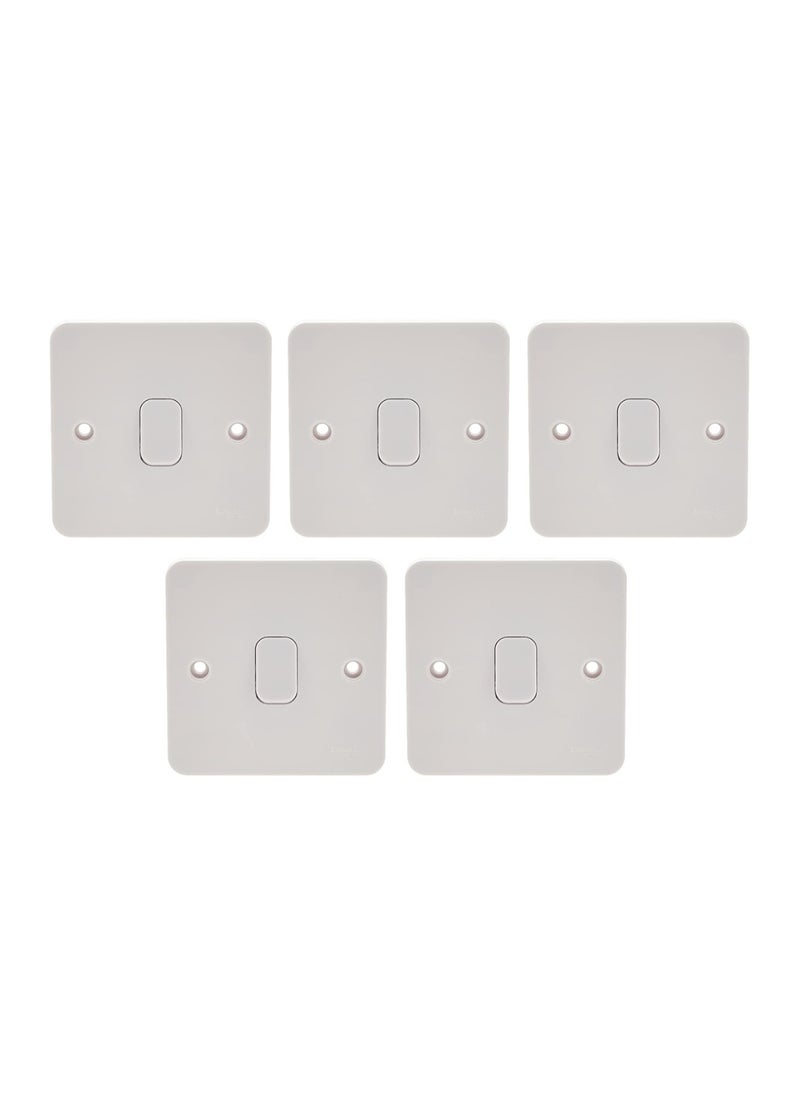 Schneider Electric Schneider Electric Ggbl1011Nis Lisse 1 Gang - 10Ax 1 Way Plate Switch, White - Pack of 5 