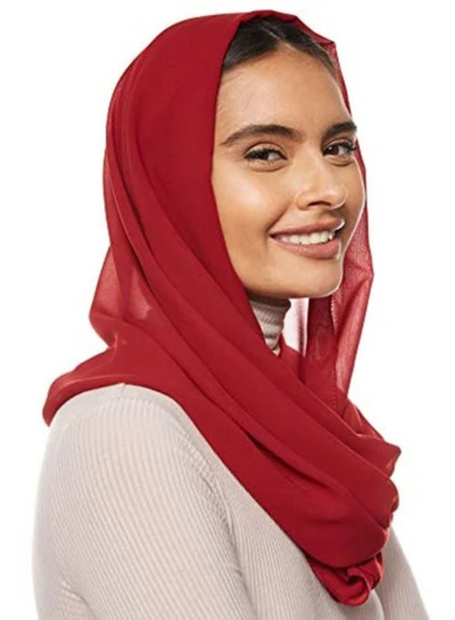 SHOPI حجاب شيلة شيفون صلب أحمر - Image 2