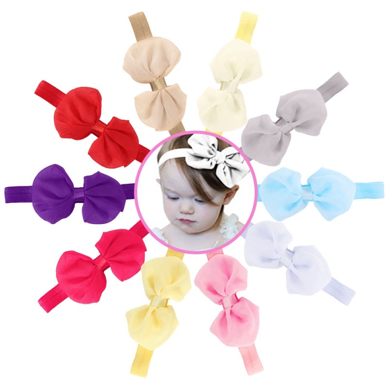 10pcs Cute Baby Headband Fabric Bowknot Flower Headwear Hairband Accessories for Toddler Kids - Image 5