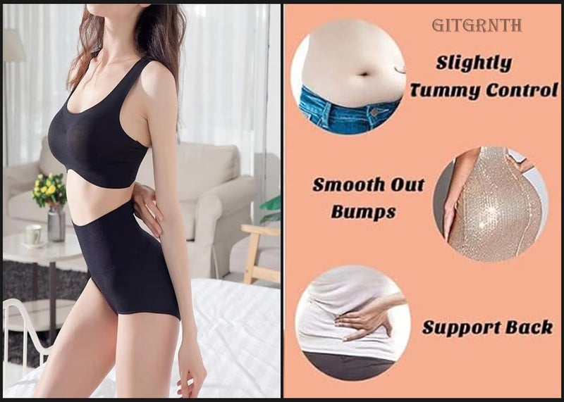 GITGRNTH Cotton Women's High-Waisted Tummy Control Shapewear Shorts - Seamless Body Shaper with Firm Waist Cinching and Slimming Support (1, Short Black), Medium - Image 2