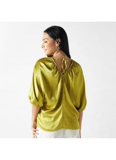 2Xtremz 2Xtremz Embellished V-neck Top with 3/4 Sleeves and Tie-Up Detail  - Image 1