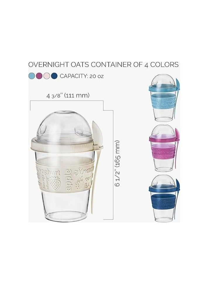 2-in-1 Portable Yogurt & Oatmeal Cereal Container Cup with Lid and Spoon – Clear Breakfast On-the-Go Snack Parfait Cup - Image 2