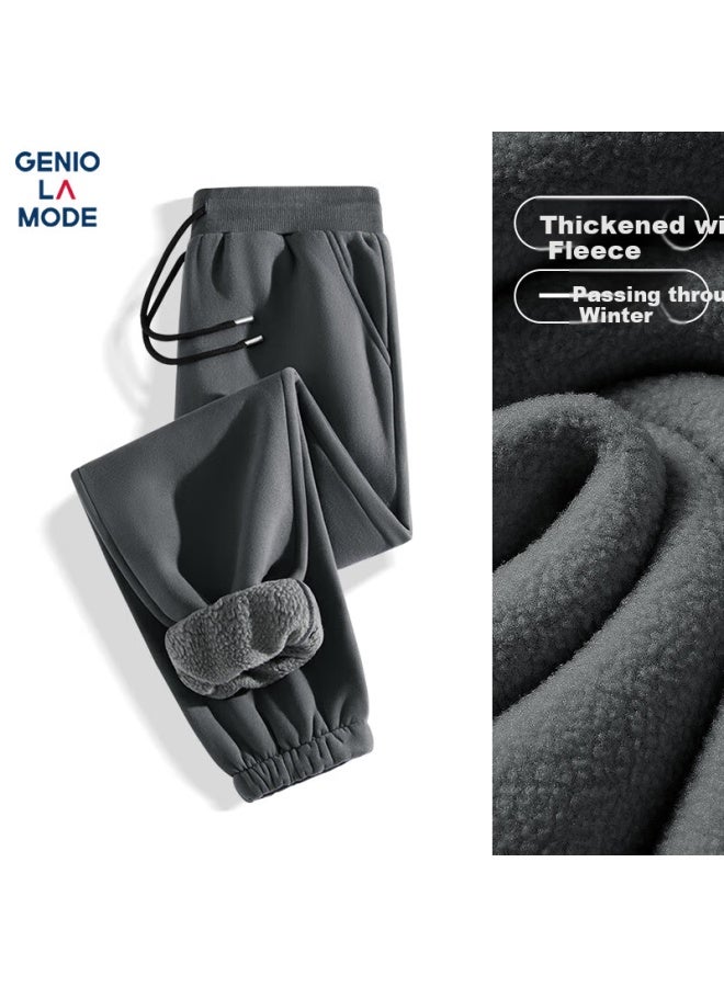Geniolamode Men's Winter Heavyweight Thickened Warm Casual Fleece-lined Pants Dark Grey 2xl - Image 1