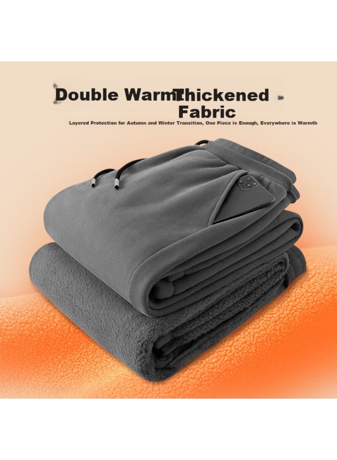 Geniolamode Men's Winter Heavyweight Thickened Warm Casual Fleece-lined Pants Dark Grey 2xl - Image 3