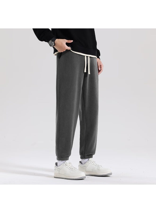 Geniolamode Men's Winter Heavyweight Thickened Warm Casual Fleece-lined Pants Dark Grey 2xl - Image 2