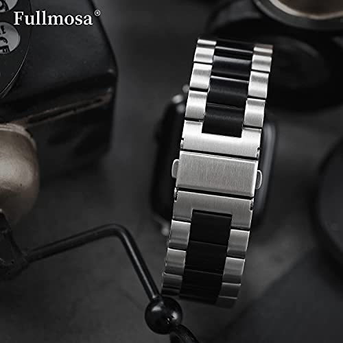Fullmosa Compatible Apple Watch Band 42mm 44mm 45mm, Stainless Steel iWatch Band with Case for Apple Watch SE3/2/1 Series 9/8/7/6/5/4/3/2/1,42mm 44mm 45mm Silver+Black (Watch not Included) - Image 2