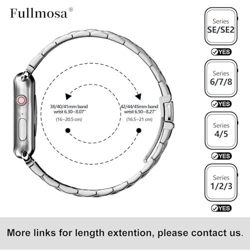 Fullmosa Compatible Apple Watch Band 42mm 44mm 45mm, Stainless Steel iWatch Band with Case for Apple Watch SE3/2/1 Series 9/8/7/6/5/4/3/2/1,42mm 44mm 45mm Silver+Black (Watch not Included) - Image 5