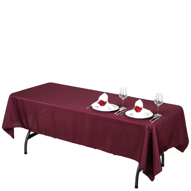 LTC LINENS LinenTablecloth 60 x 102-Inch Rectangular Polyester Tablecloth Burgundy - Image 1