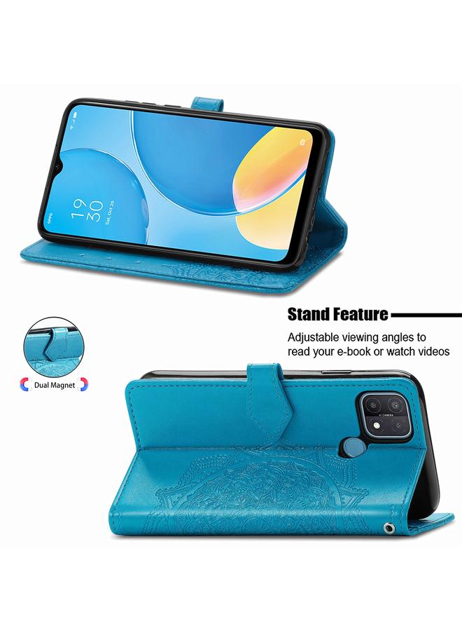 S-TOP Case For OPPO A15 Mandala Flower Embossed Horizontal Flip Leather Case with Holder & Three Card Slots & Wallet & Lanyard - Image 4