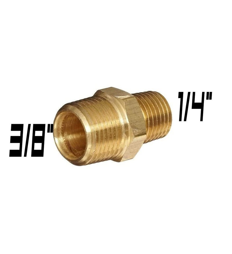 Pmw - Brass Hex Nipple - Male Threading - Pack Of 2-3/8" One Side & 1/4" Other Side - Hex Nipple - Image 2