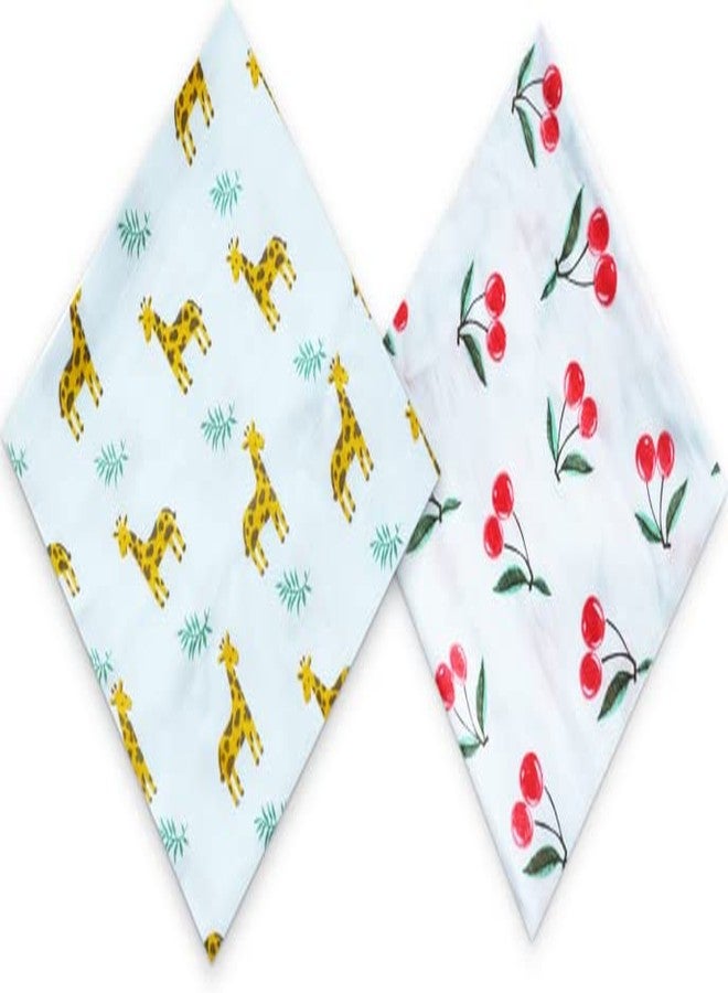 Ireeya Organic Cotton Muslin Baby Swaddle Wrap (Cherry & Giraffe) - Image 1