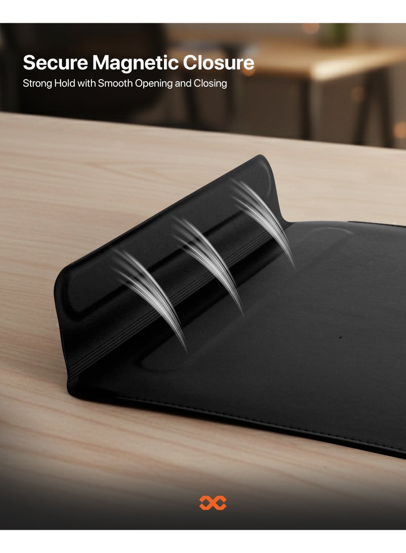 INFINYTY MacBook 13"/13.6" Leather Sleeve with Stand – Elevé (Black), Compatible with All 13"/13.6" Laptops & Notebooks, Soft Leather, Slim Design, Magnetic Closure, Built-in Stand for Comfortable Viewing - Image 4