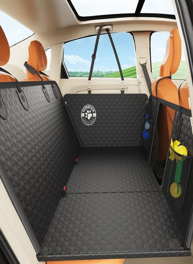 QUIBBLICK Dog Car Seat Cover, Hard Bottom Back Seat Extender for Dogs, Non-Slip Reat Seat Protector with Mesh Window & Side Flap, Dog Hammock for Car, SUV, Small Trucks - Image 1
