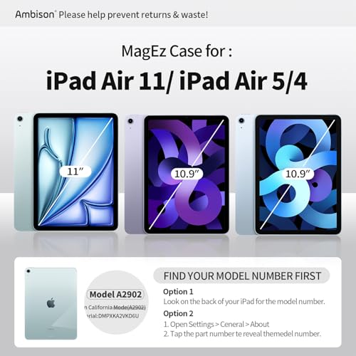 Ambison for iPad Air 11 Inch Case M3/M2(2025/2024), Magnetic Attach & Multiple Angles, Smart Folio for Air 5th/4th Gen (2022/2020) with Pencil Holder, Auto Wake/Sleep, Tablet Stand, Black - Image 2