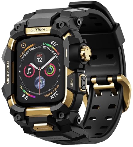 ULTIMAL Rugged Case with Band for Apple Watch 45mm Compatible with Apple Watch Series 987 45mm Military Grade Shockproof Bumper Cover for iWatch Tactical Band 45mm Gold - Image 1