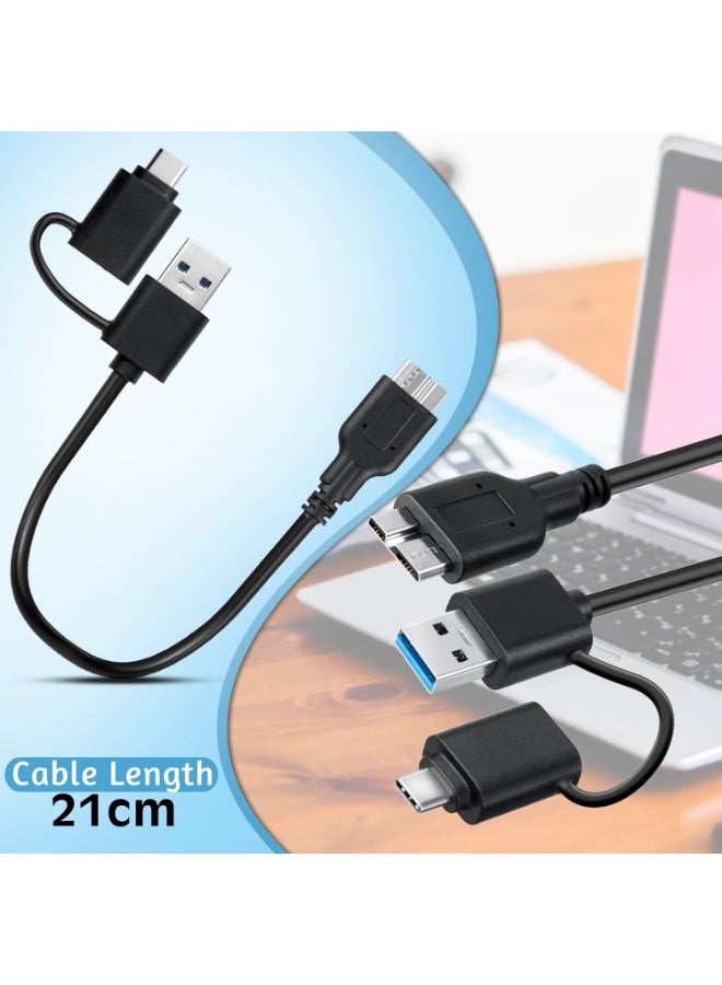 Micro-B to USB 3.0 Type-C Male 2-in-1 Data Transfer Cable – Hard Drive Converter for Desktop & Laptop - Image 2