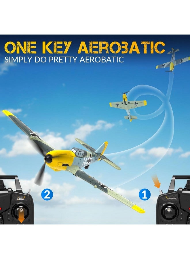 VOLANTEXRC Rc Plane, 4 Channel Remote Control Airplane Bf109 Fighter Rtf With Aileron, Gyro, Aerobatics & 3 Modes Easy To Fly, Hobby Radio Controlled Aircraft For Beginners, Kids & Adults (Yellow)  - Image 3