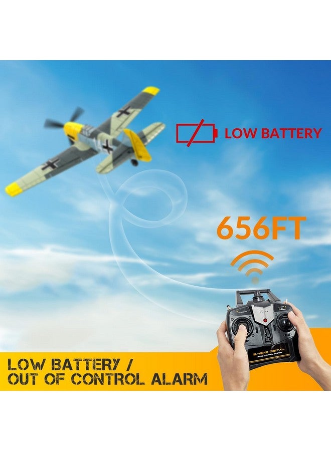 VOLANTEXRC Rc Plane, 4 Channel Remote Control Airplane Bf109 Fighter Rtf With Aileron, Gyro, Aerobatics & 3 Modes Easy To Fly, Hobby Radio Controlled Aircraft For Beginners, Kids & Adults (Yellow)  - Image 4