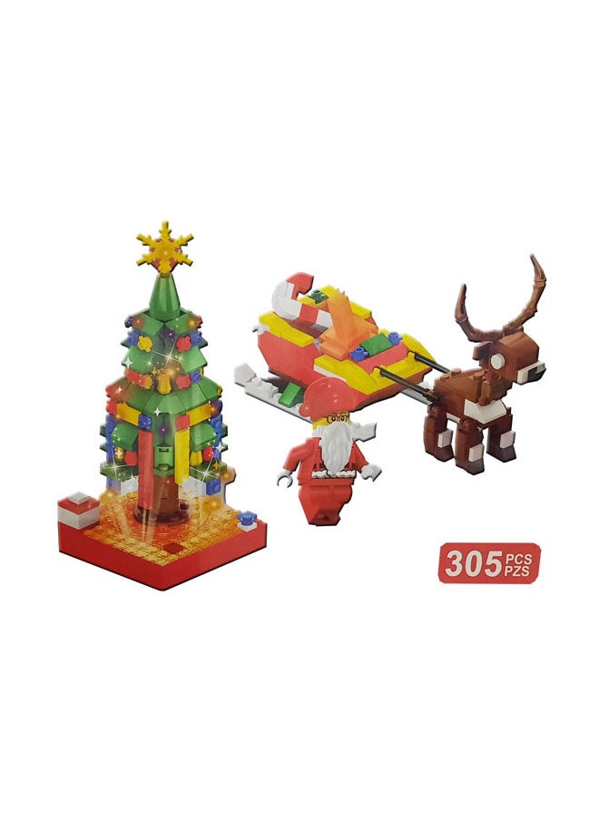 Merry Christmas 305pcs Educational Building Block, Building Block for building Christmas tree with LED lamps, Santa and his sleigh, ideal Christmas and New Year gift for kids boys and girls  - Image 2