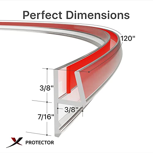 X-Protector Frameless Shower Door Side Seal X-Protector - 120" Shower Door Seal for All Door Thicknesses - Self-Adhesive Shower Door Sweep - Premium Door Side Seal Strip - Silicone Glass Shower Door Seal Strip - Image 5