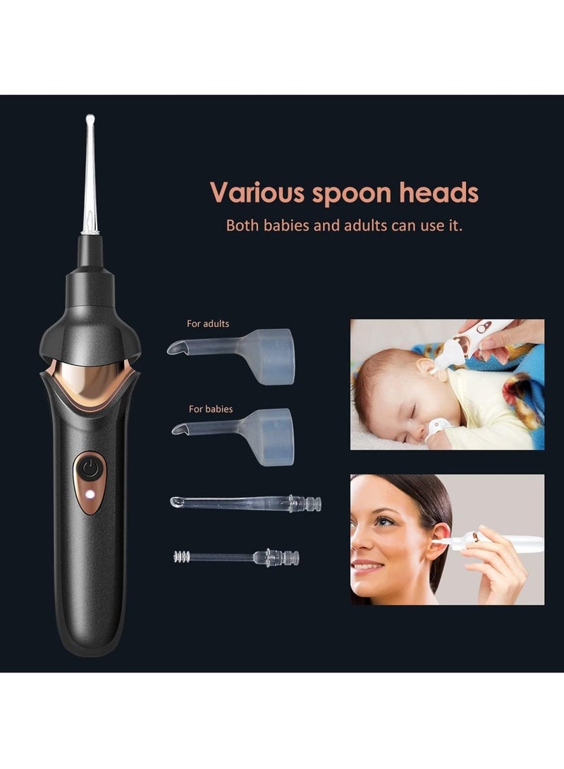 KASTWAVE Ear Wax Remover Vacuum Cleaner, Electric Earwax Removal Kit with LED Light, Portable Ear Cleaner, USB Charge Reusable Safe Electric Ear Suction for Adults Kids (Black)  - Image 3