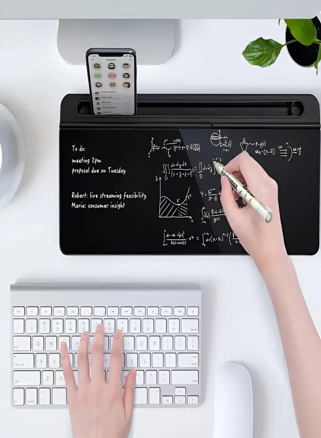 oddpod™ ScribeMate Lite Dry Erase Writing Board with Desk Organiser/Acrylic Whiteboard with Storage Caddy & Phone/Tablet Holder with Marker & Duster for Office & Work from Home - Black - Image 3