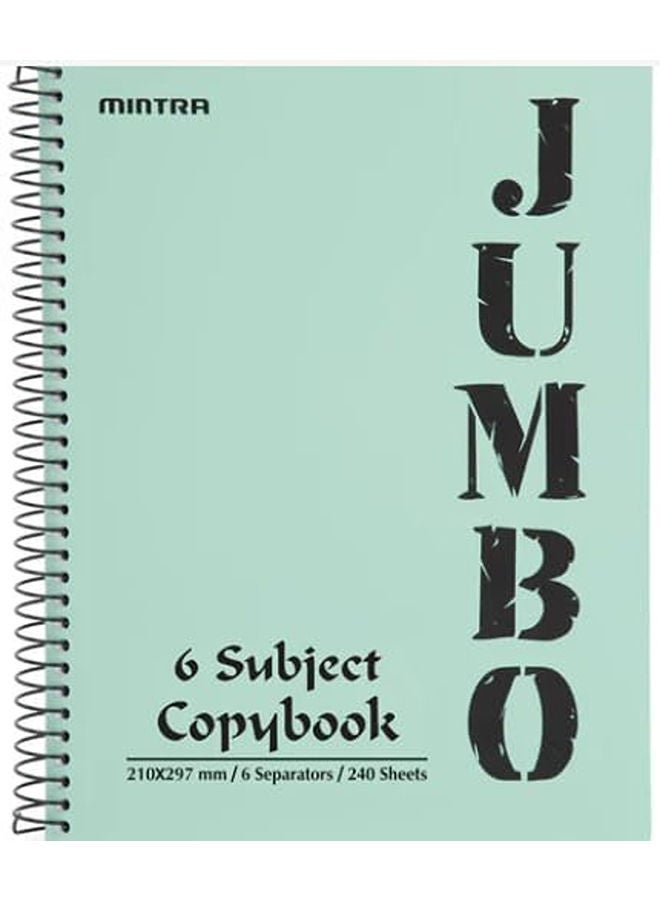 JUMBO A4 Notebook 6 Subjects 240 Sheets-Pastel color- Sage Green