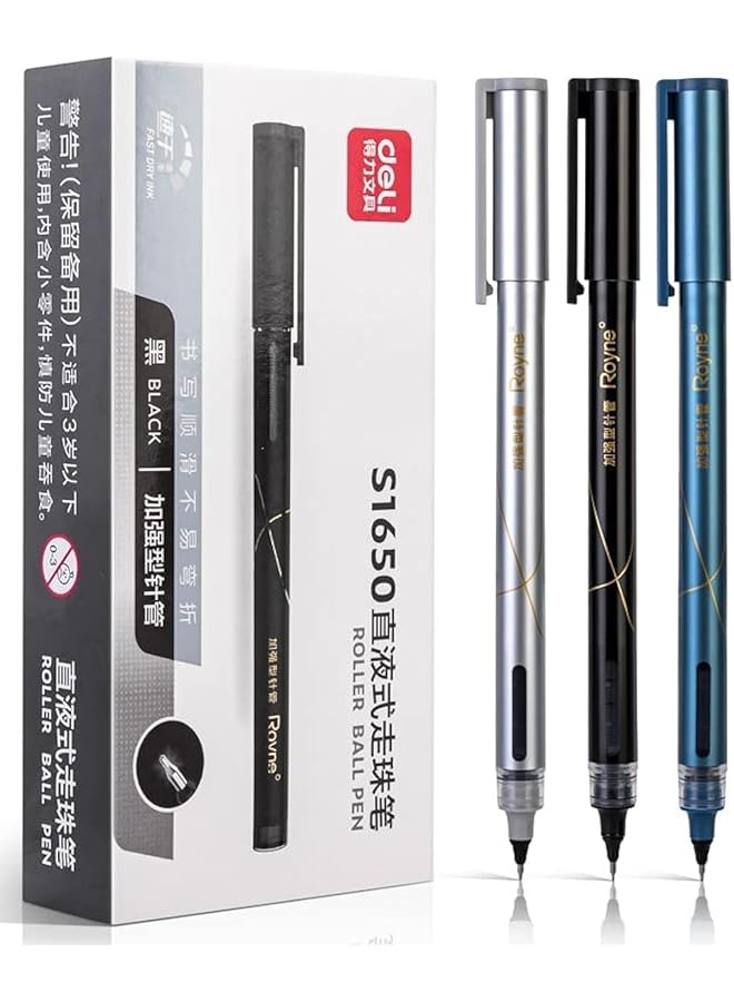 Deli Roller Pen Black 12 Pieces S1650 - Image 1