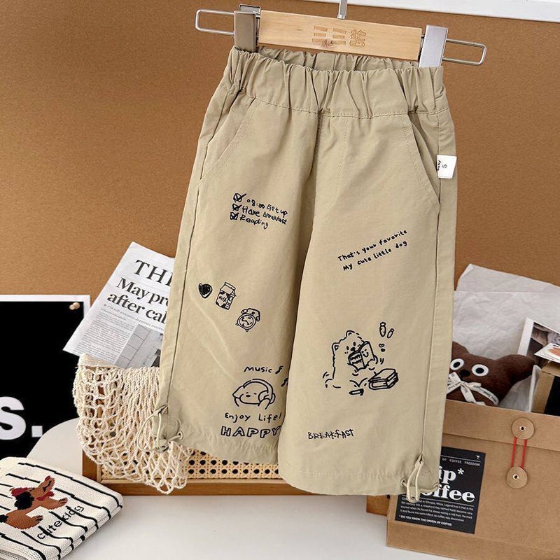 Boys' Khaki Cargo Pants Korean Style Loose Straight - Image 4